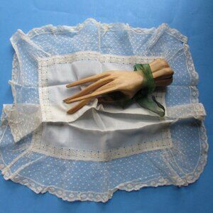 Wedding Style White Handkerchief with Netting & Lace